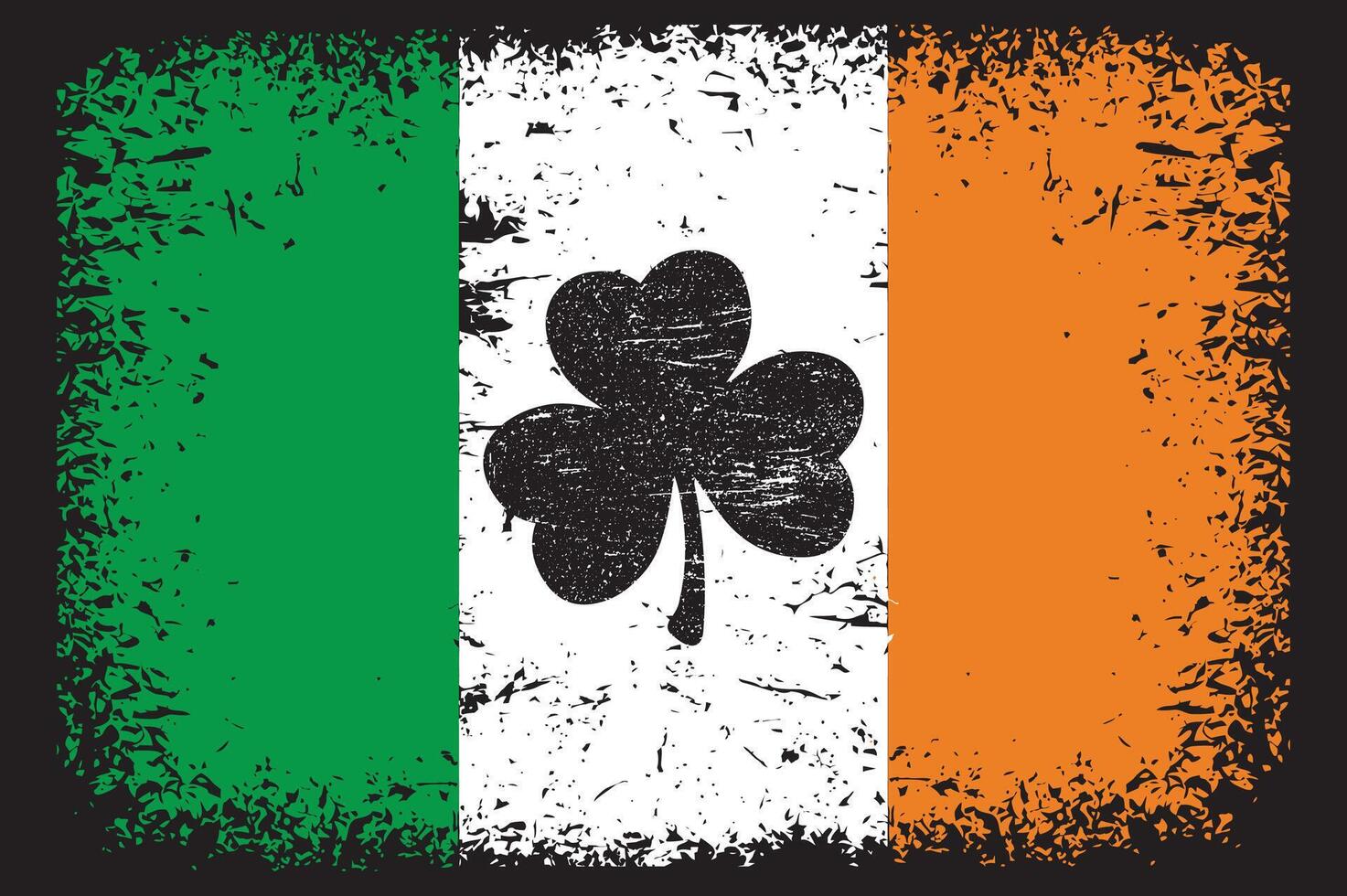Distressed Irish Flag with Shamrock, Vintage St. Patricks Day Design vector