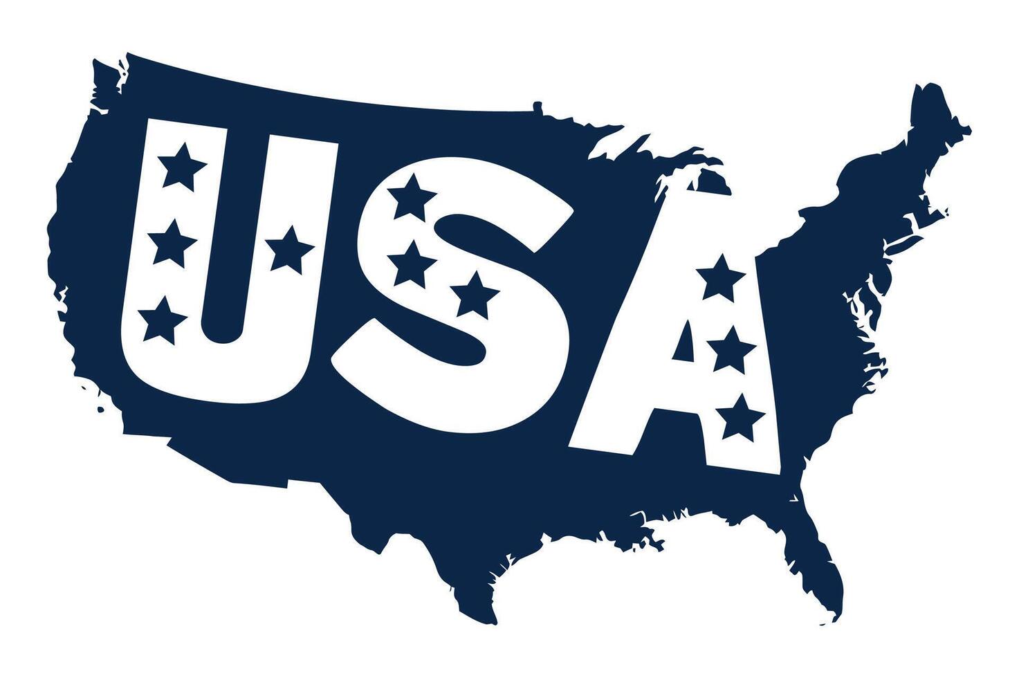 USA Map with Stars and Bold Typography. Patriotic American Design vector