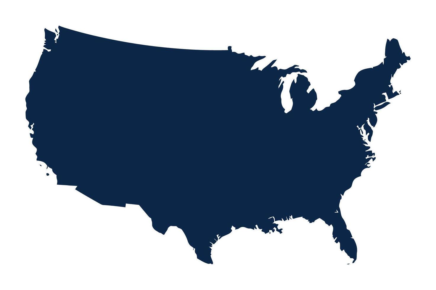 USA Map Silhouette. Simple American Country Outline vector