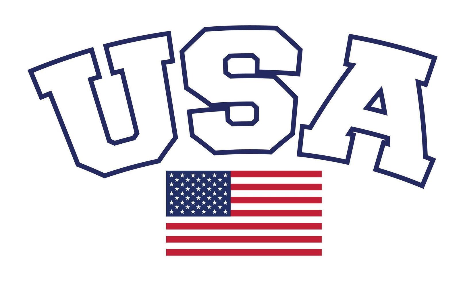 USA Varsity Lettering with American Flag. Patriotic Sports Design vector