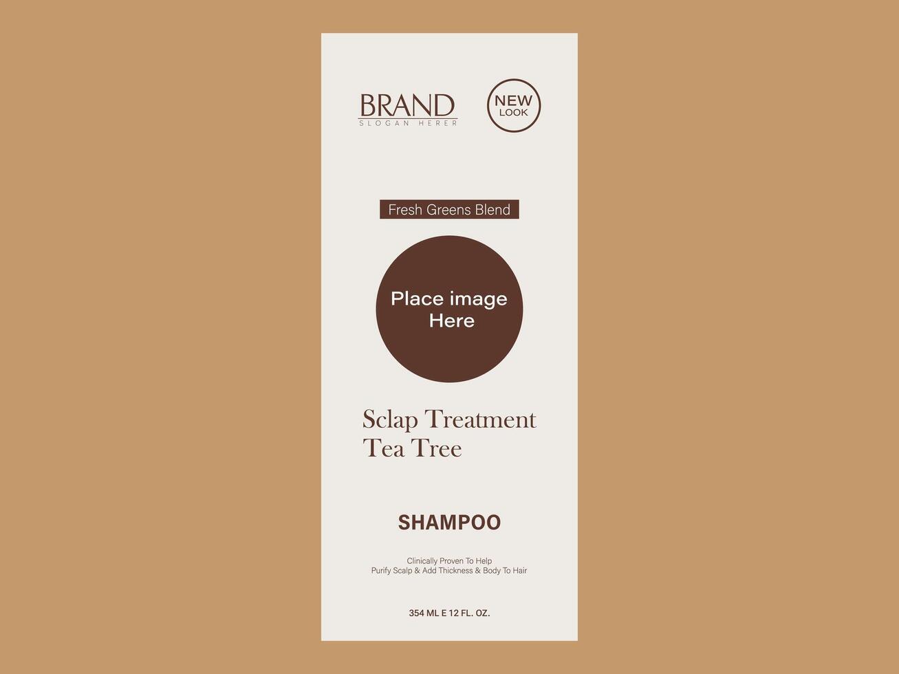 Tea Tree Scalp Treatment Shampoo Label Design Template vector