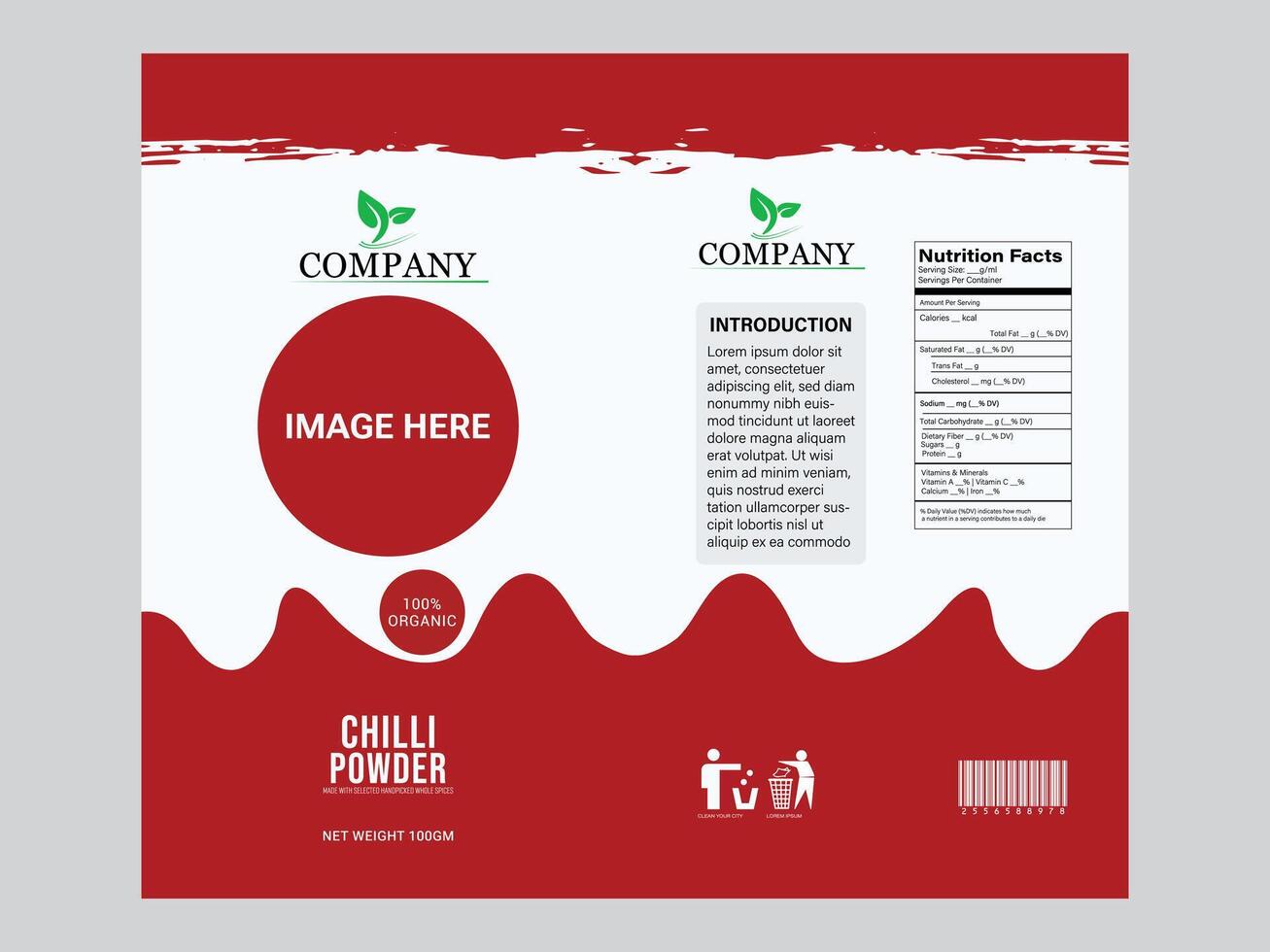 Chilli Powder Pouch Packaging Template vector
