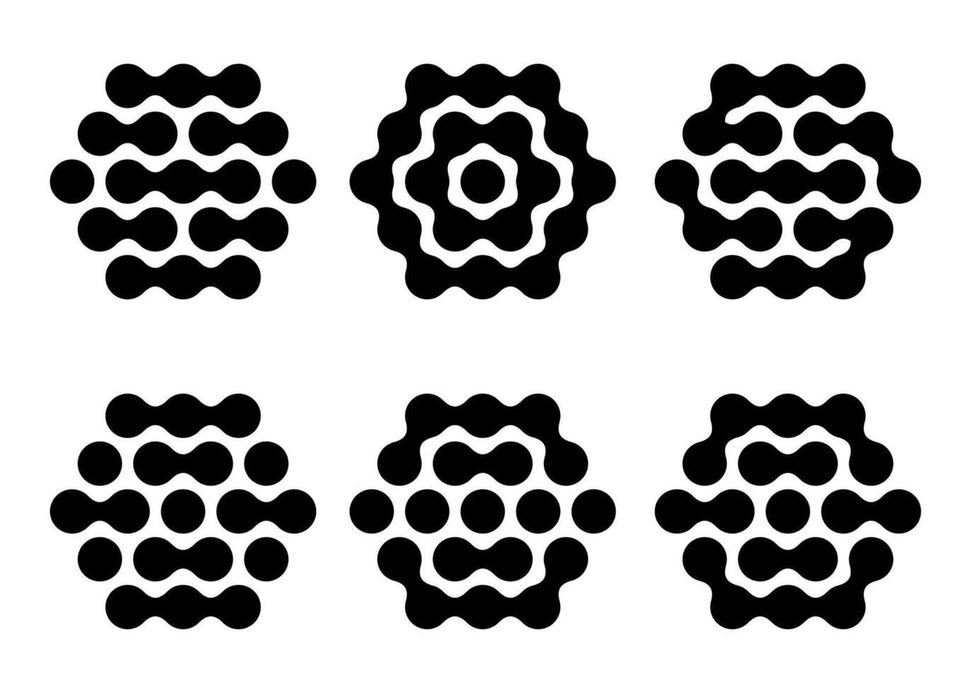 Honey comb hexagon from molecula and wavy chain lines. Abstract grid from dots and circles connected and merged with smudge liquid. Meta neural mind system vector