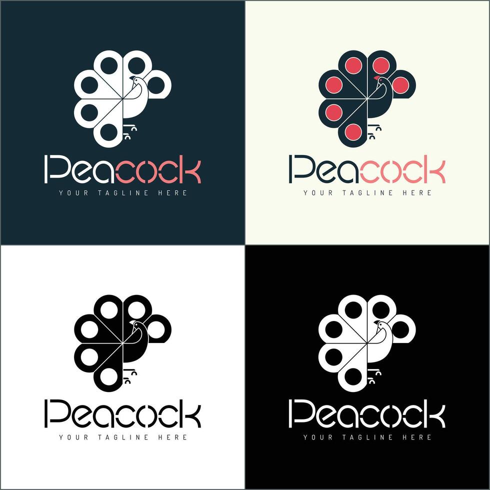 peacock luxury silhouette logo set design template vector