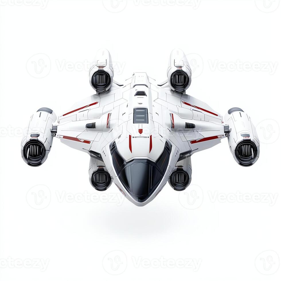 Futuristic spacecraft showcasing sleek design and advanced technology. Ideal for themes of innovation, space exploration, and science fiction. A symbol of progress and imagination. photo