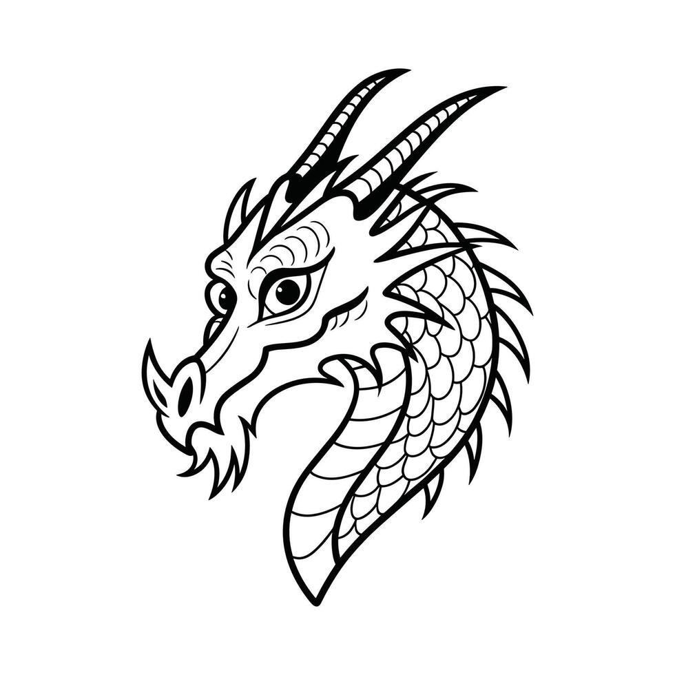 Intricate Dragon Head Fantasy and Mythical Creature vector