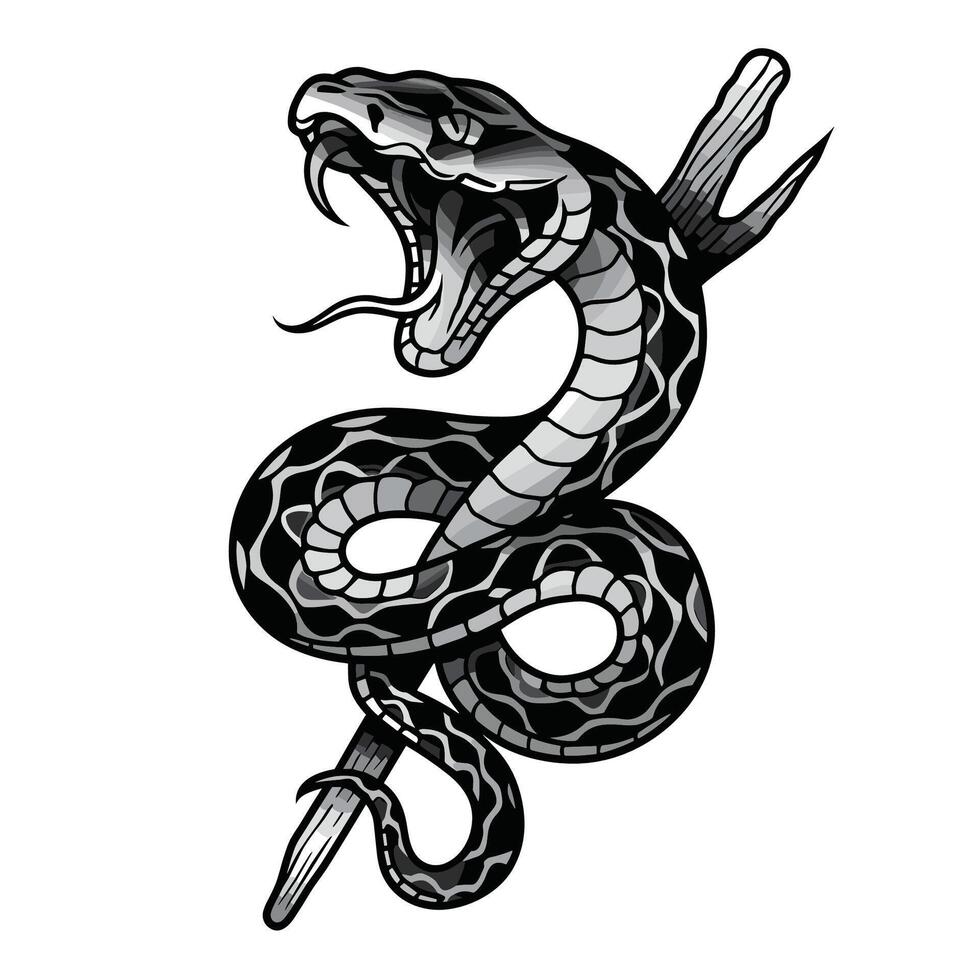 Coiled Snake with Open Mouth vector
