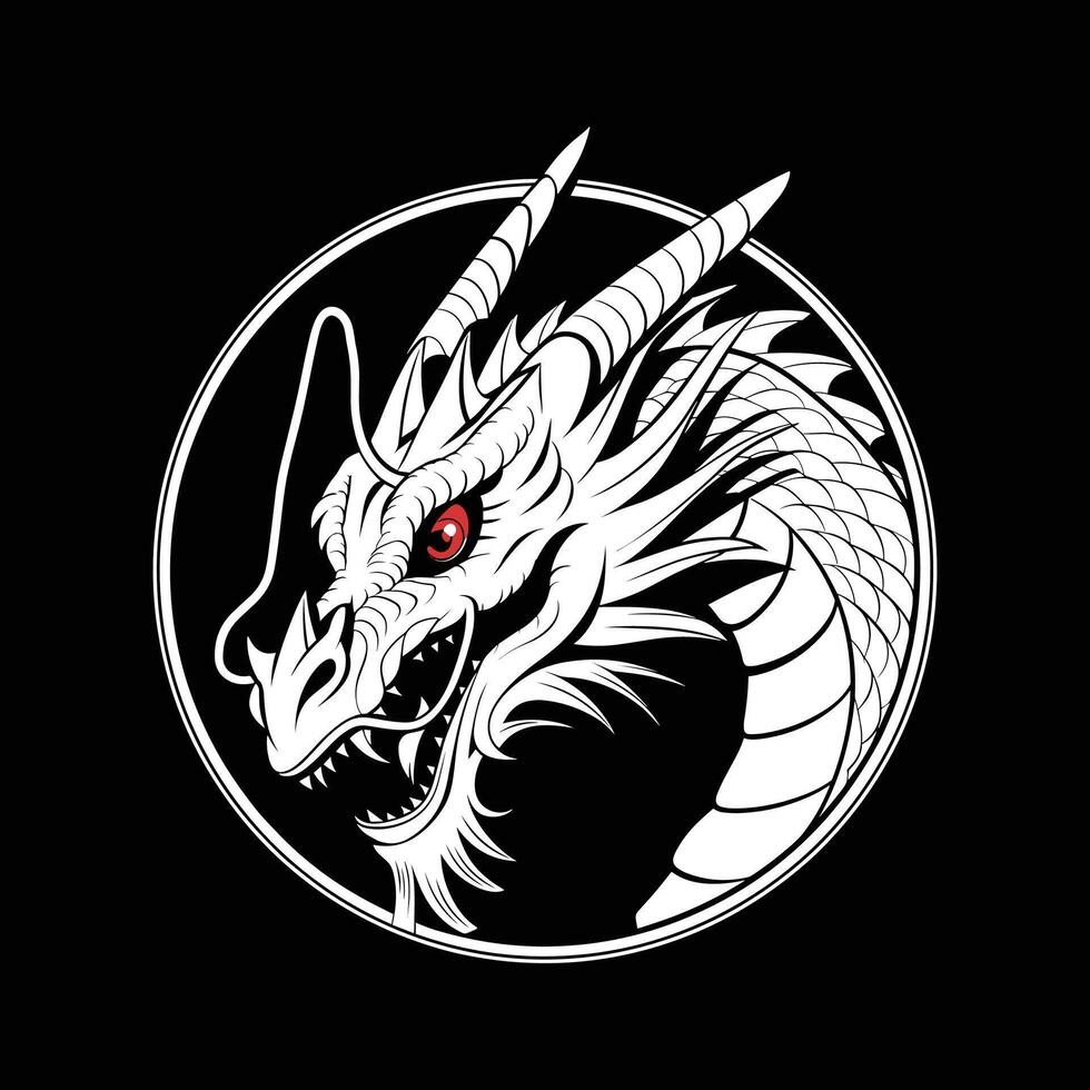 White Dragon Head with Sharp Details vector