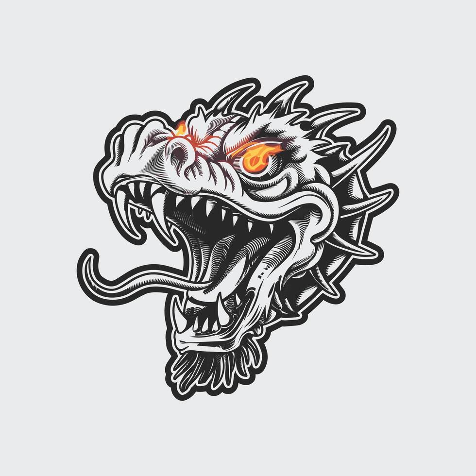 Furious Dragon Face Fiery and Intense Artwork vector