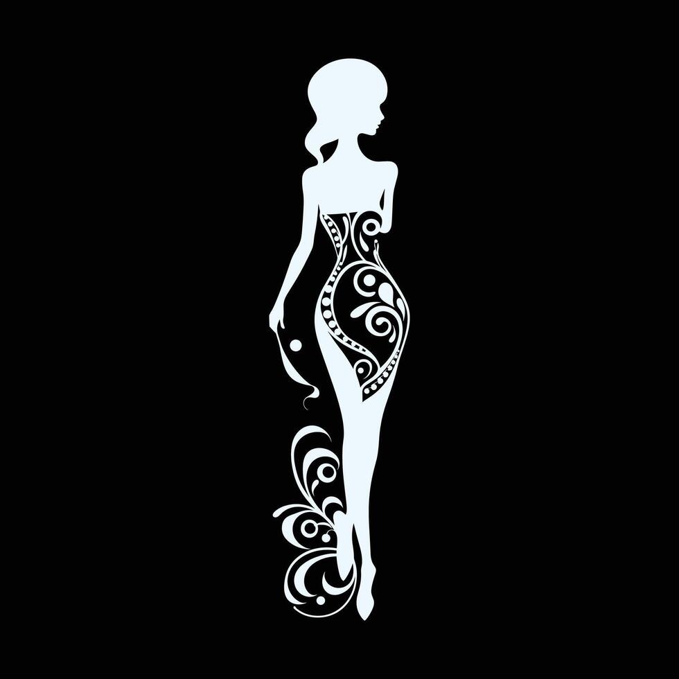 Stylish Female Figure Baroque Vintage Fashion vector