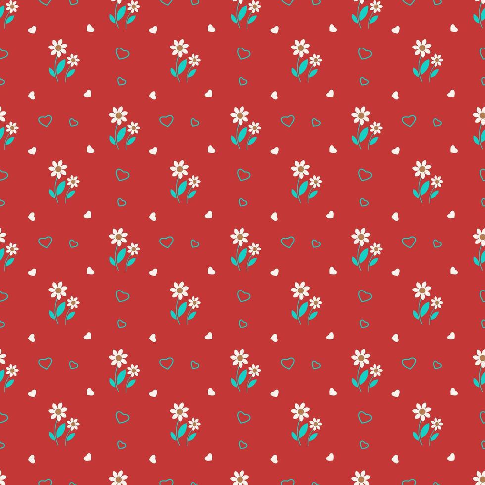 Seamless pattern with flowers on a red background vector