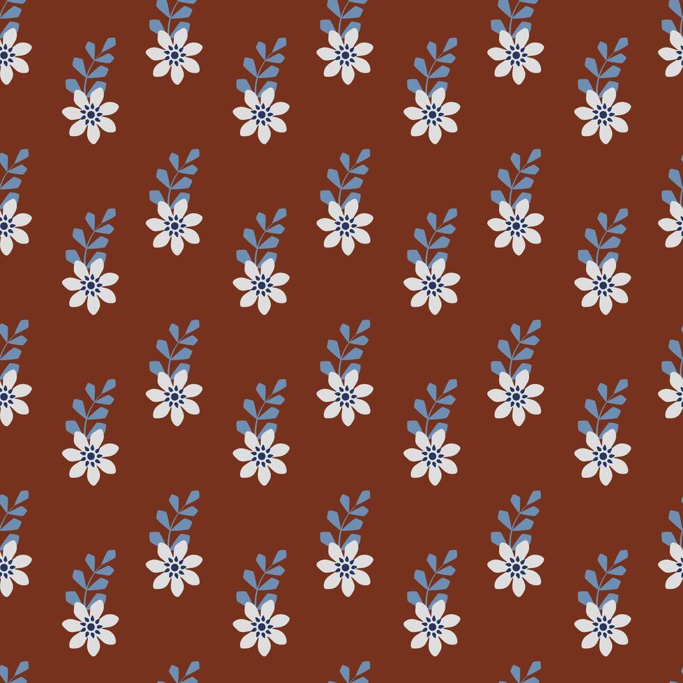 Seamless pattern with flowers on brown background vector