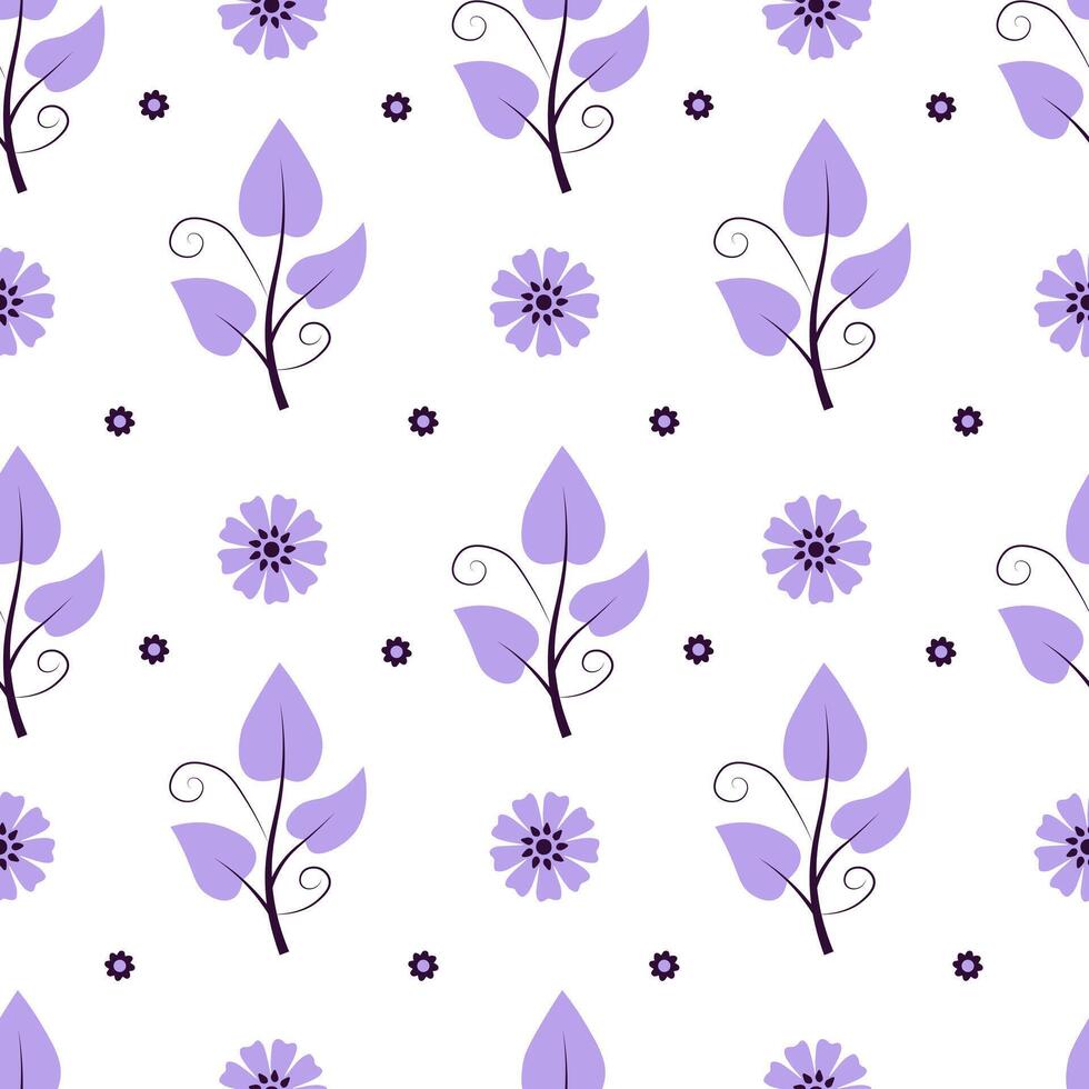 Seamless pattern with purple flowers on a white background vector