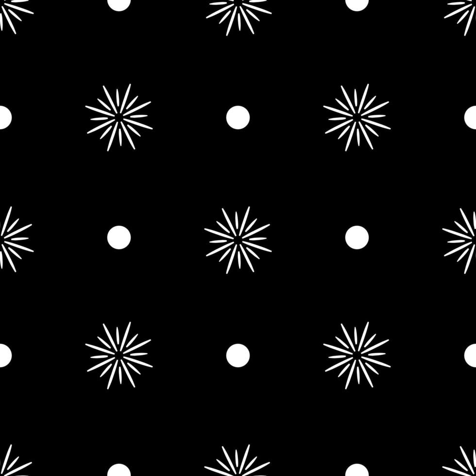 Seamless pattern with white circles on black background vector