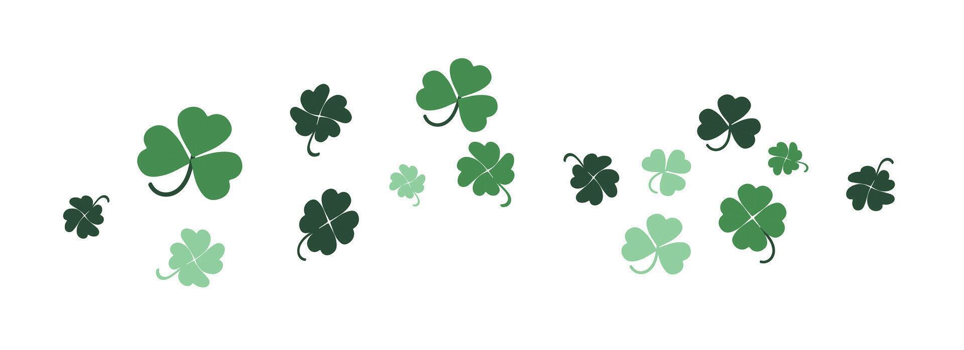 Saint patrick's day clover leafs blown by the wind on a white background illustration banner vector