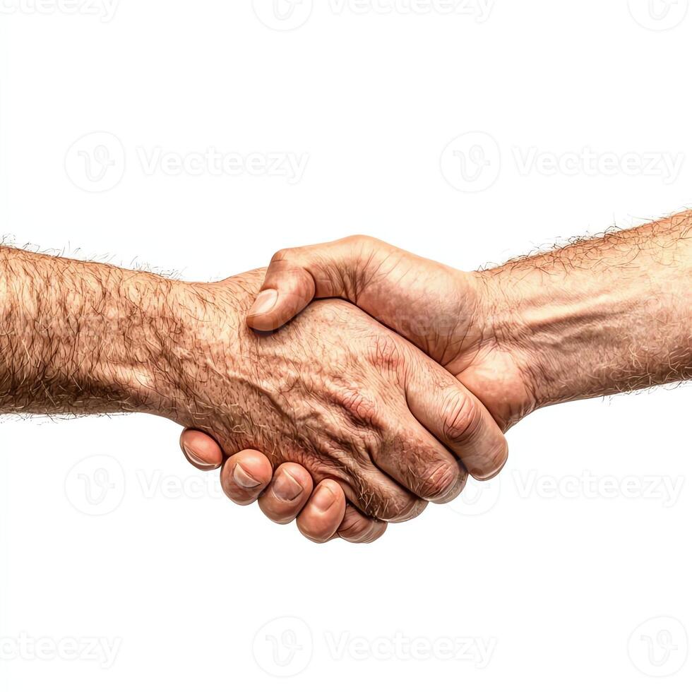 Two hands shaking in a gesture of agreement and partnership, symbolizing trust, cooperation, and mutual understanding in a professional context. photo