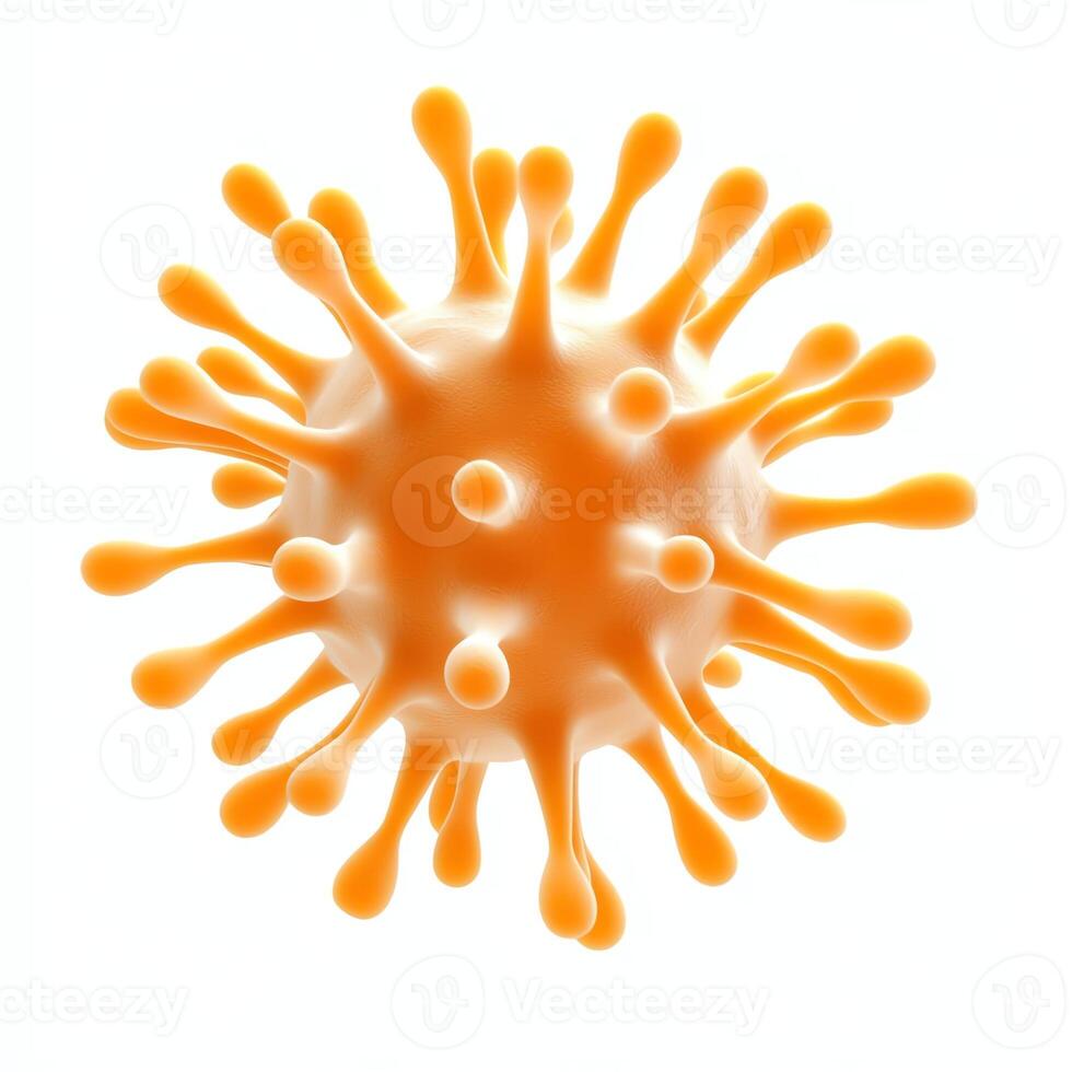 A close-up depiction of a virus structure, showcasing intricate details with vibrant colors. Ideal for educational materials, medical illustrations, or scientific presentations. photo