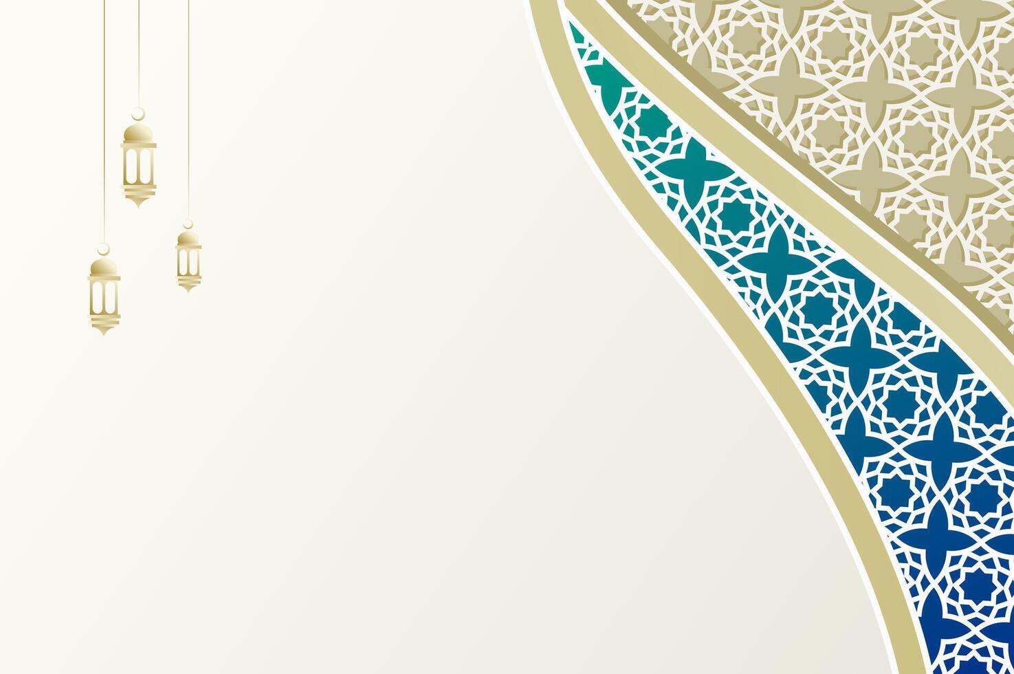 Ramadan Background with ornament arabic pattern and gradient blue color. Islamic celebration festival template with copy space. vector