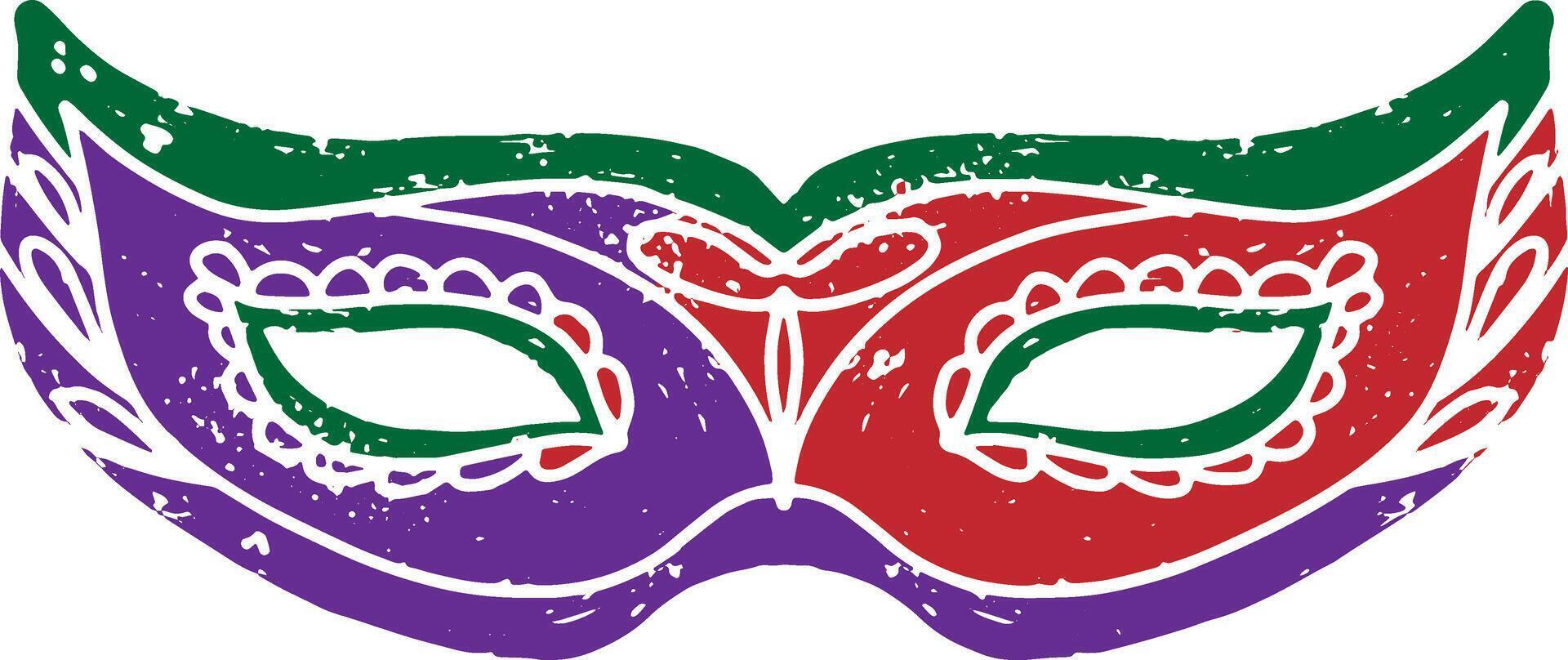 a colorful mardi gras mask with a green and purple design vector