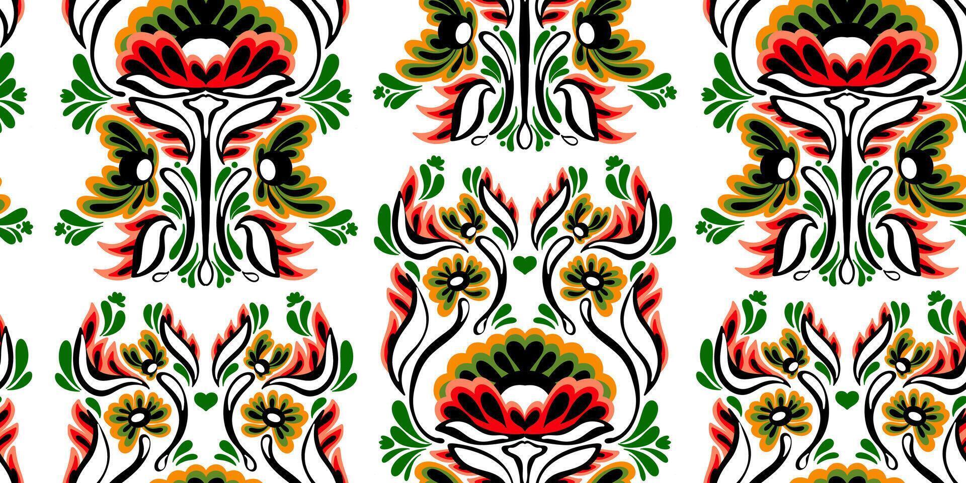 a pattern with colorful. flowers and leaves vector