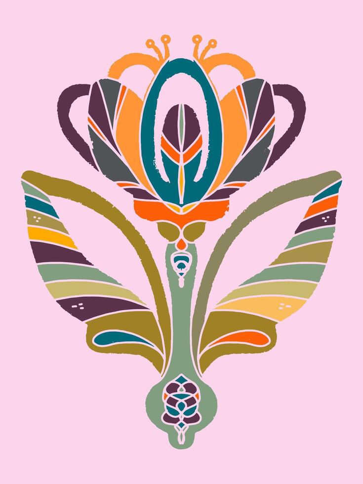 a colorful flower with a leaf on it vector