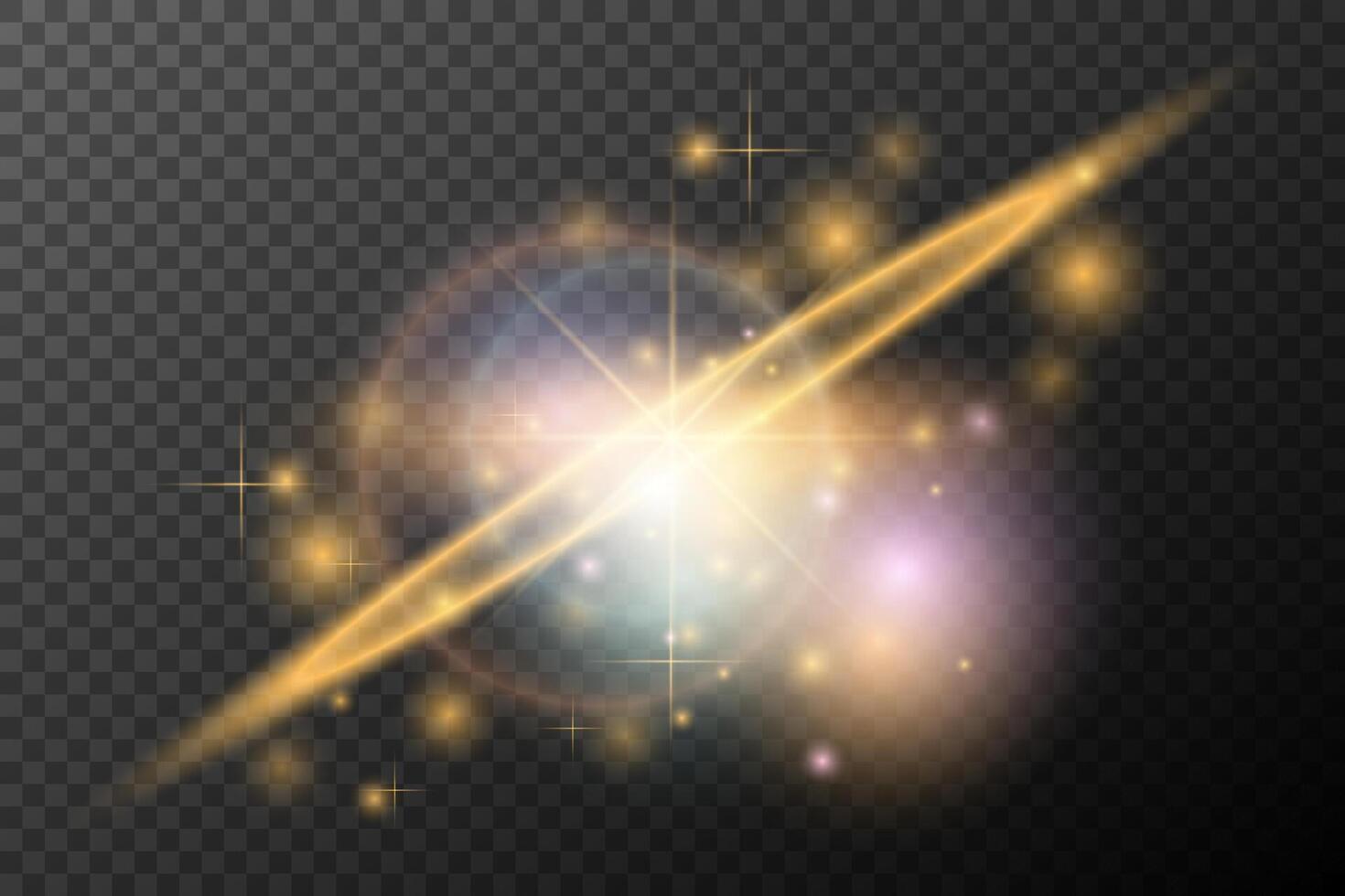 golden light and stars on background vector