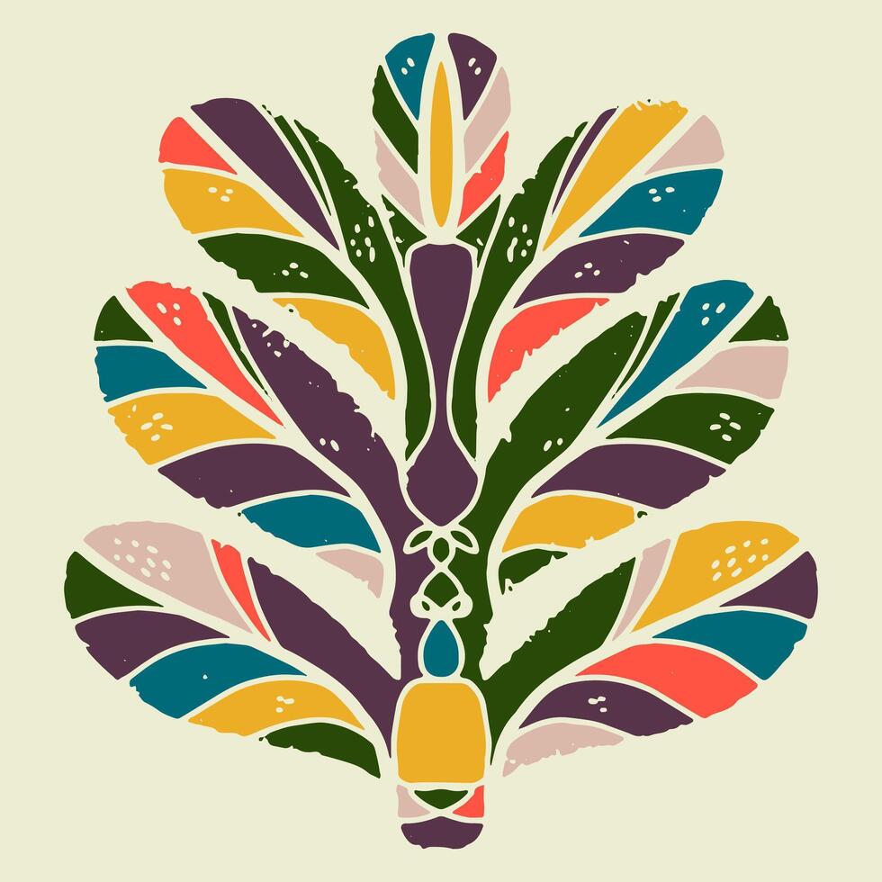 a colorful abstract design with leaves and flowers vector