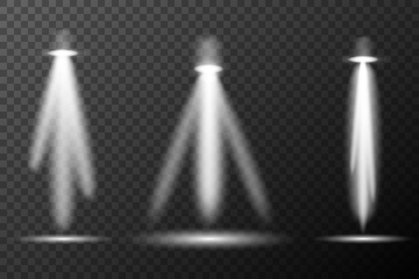 three white light beams on background vector