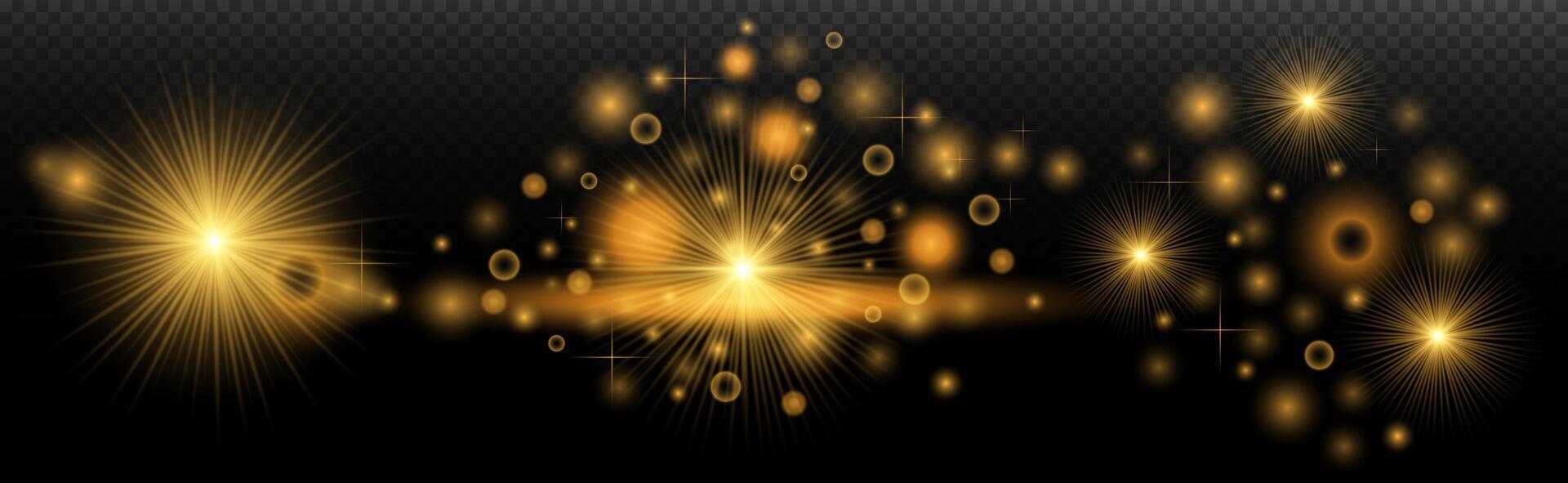 golden sparkles on black background vector