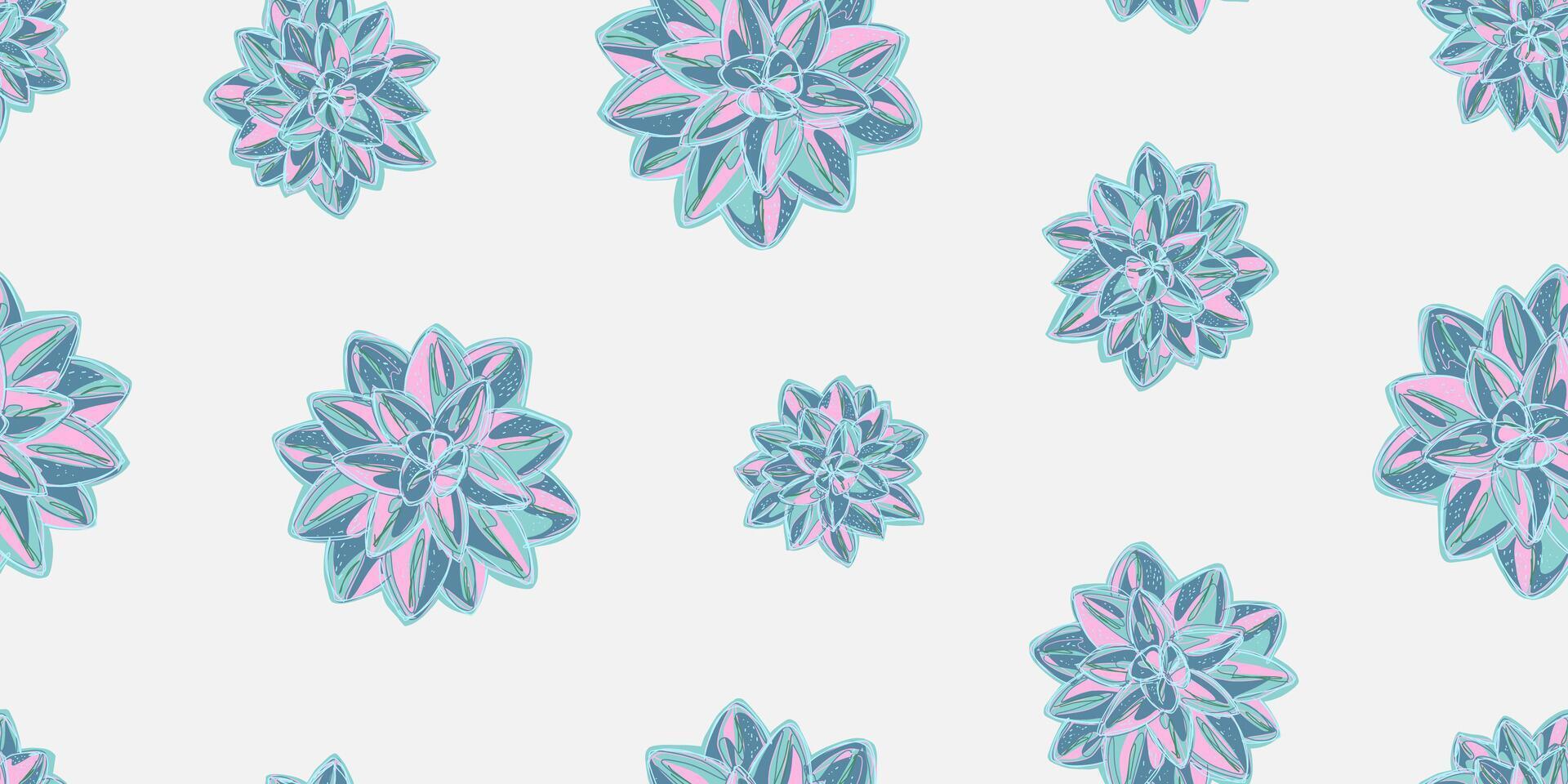 a pattern with blue and pink flowers on a white background vector