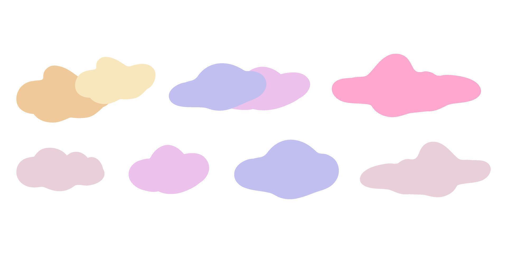 Set of colorful clouds illustration, pastel colors vector