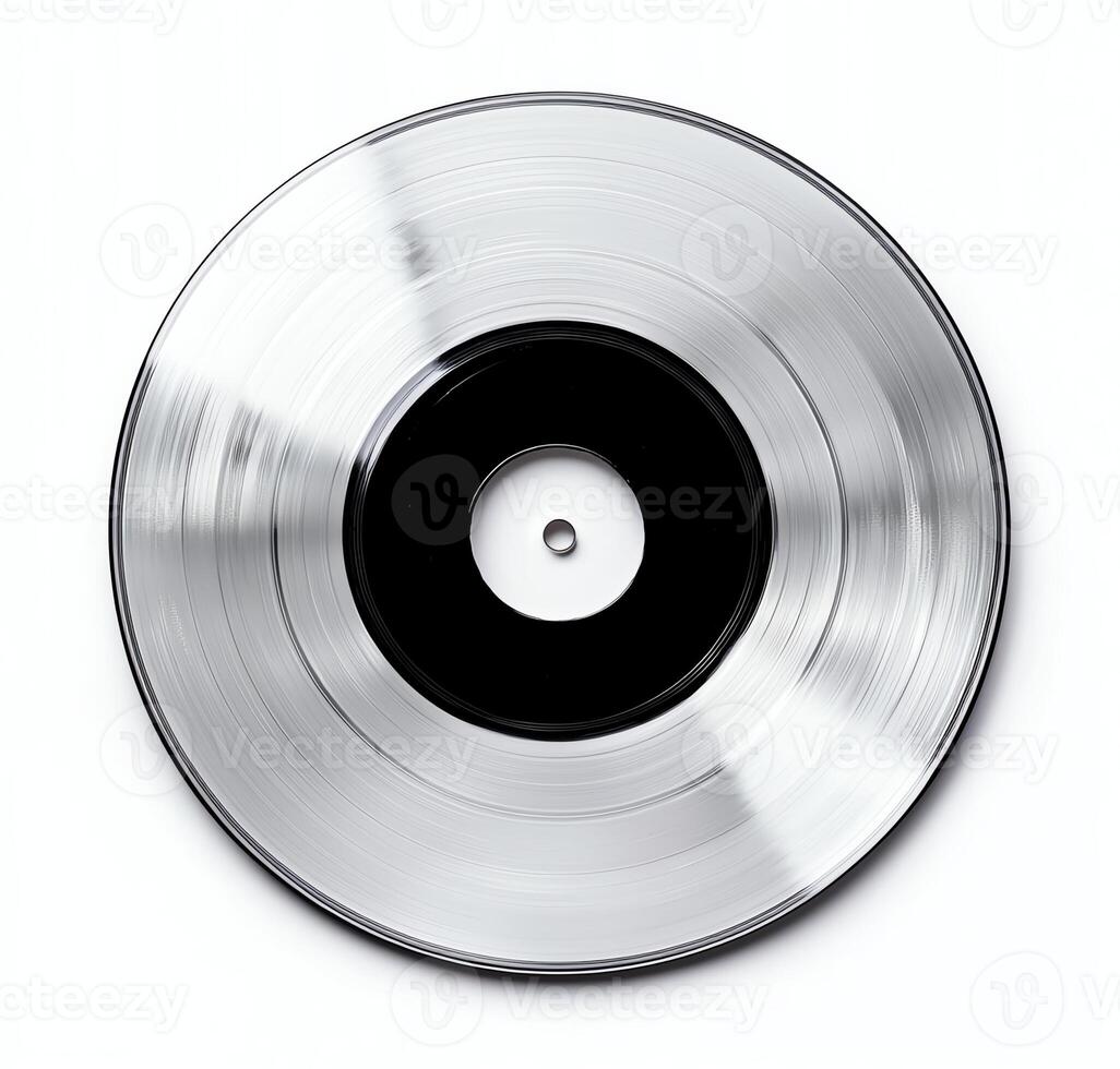 A classic vinyl record with a glossy finish, showcasing a timeless design. Ideal for music lovers and retro enthusiasts, this image captures the nostalgia of analog sound. photo