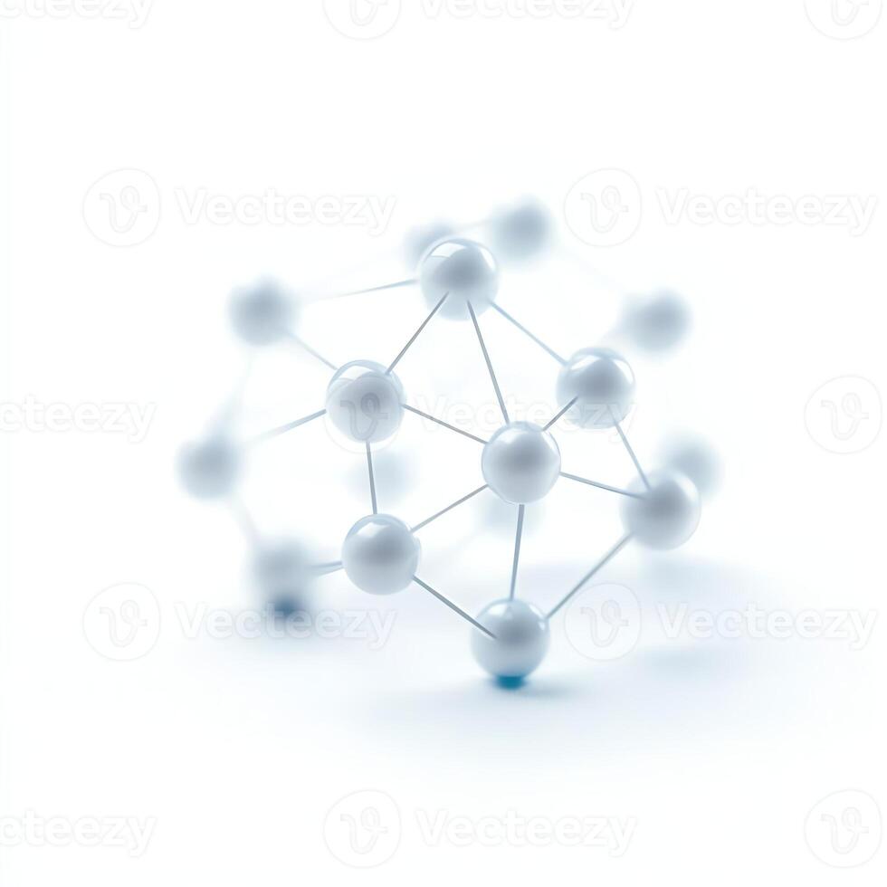 A close-up shot of a molecular structure, highlighting the interconnectedness of atoms. This image symbolizes scientific innovation, research, and the foundations of chemistry. photo