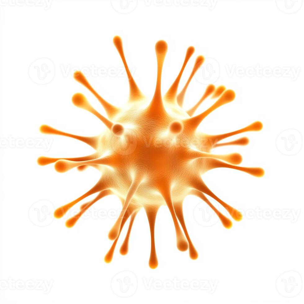 An artistic representation of a virus, showcasing its unique structure and vibrancy. The design highlights the intricate details and visual appeal of microscopic organisms. photo