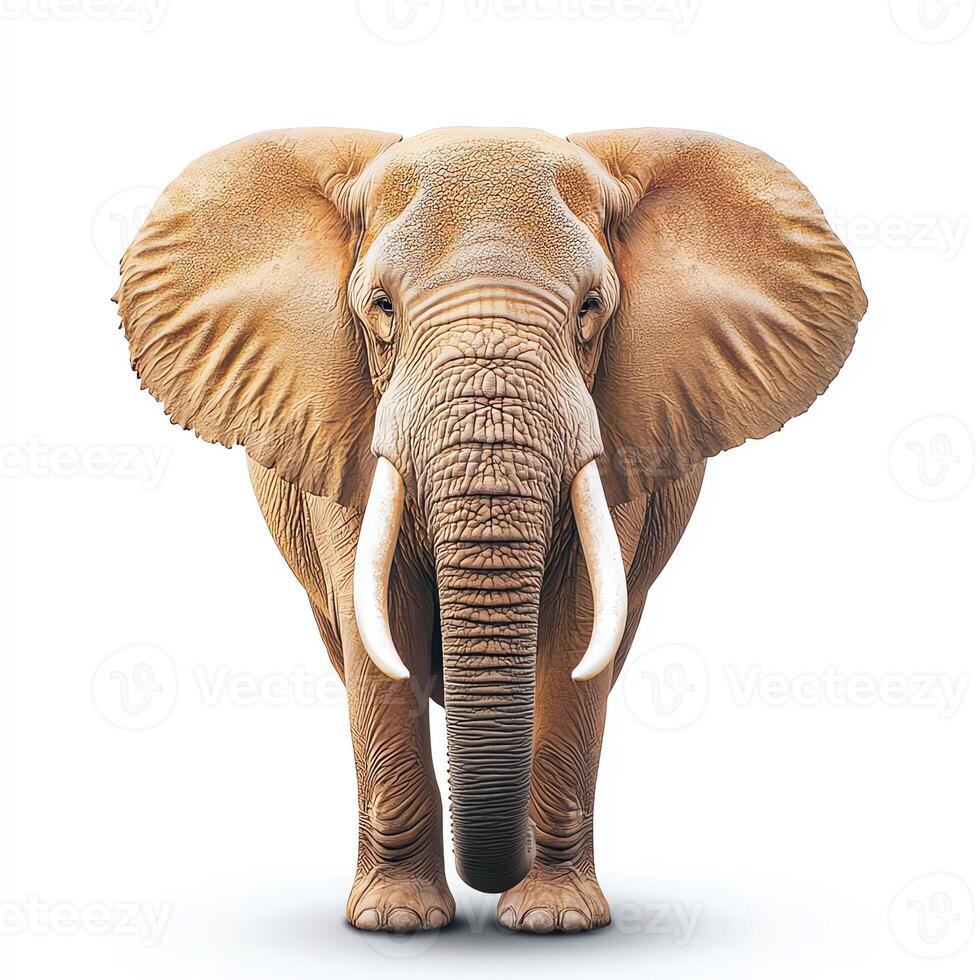 A majestic elephant standing proudly, showcasing its impressive size and unique features. Its large ears and tusks symbolize the beauty and grandeur of wildlife. photo
