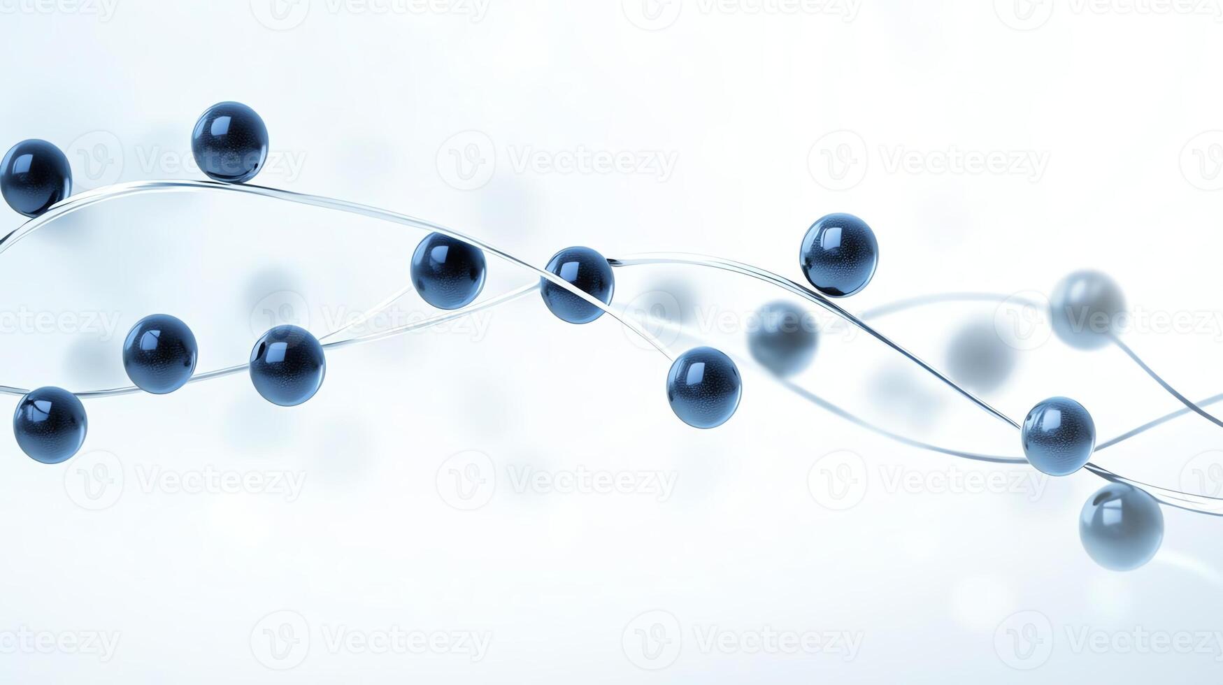 A close-up view of a swirling arrangement of dark beads along a smooth wire, set against a soft white background, conveying a sense of movement and fluidity in design. photo