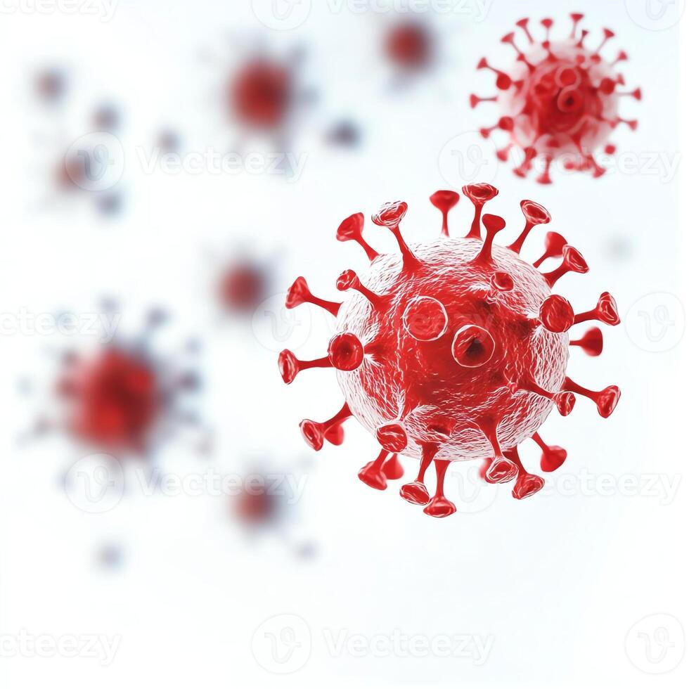 Illustration of a red virus cell, symbolizing the ongoing challenges of infectious diseases. Ideal for educational and medical content focusing on health and safety. photo