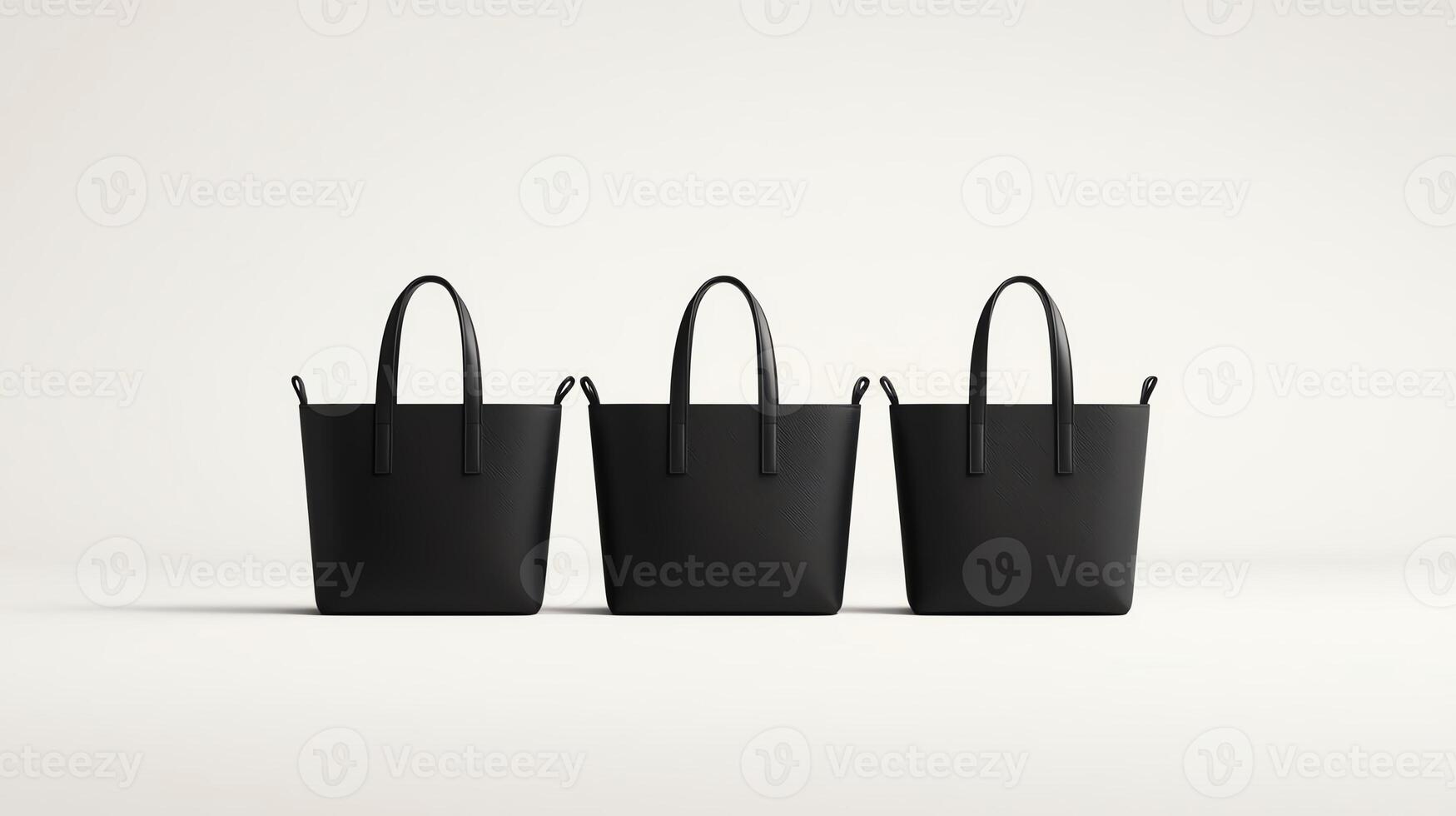 Three minimalist black bags displayed on a plain background photo