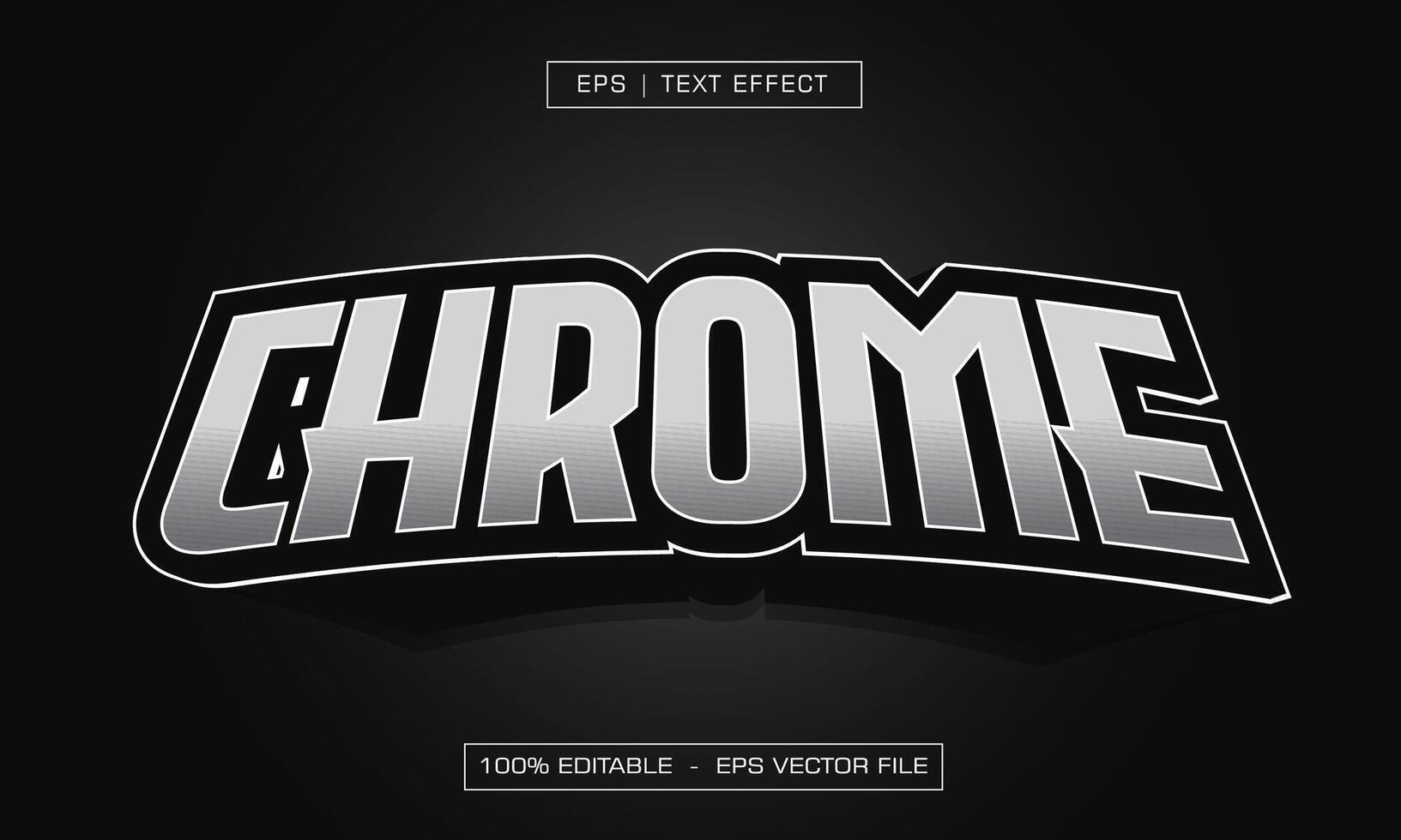 Chrome text effect with black background vector