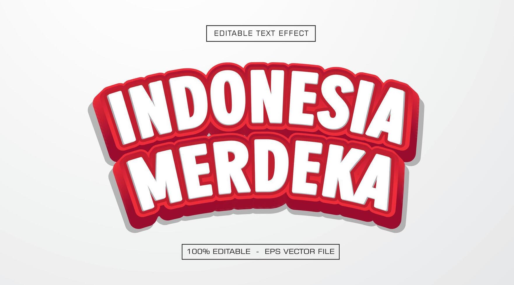 Indonesia merdeka 3d text effect with white background vector