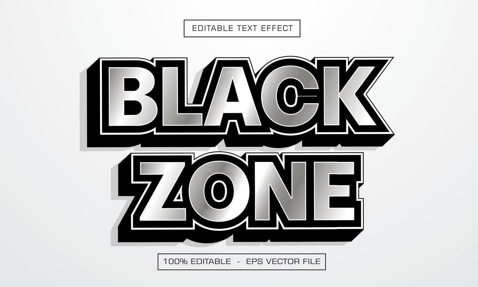 Black zone 3d text effect with grey style vector