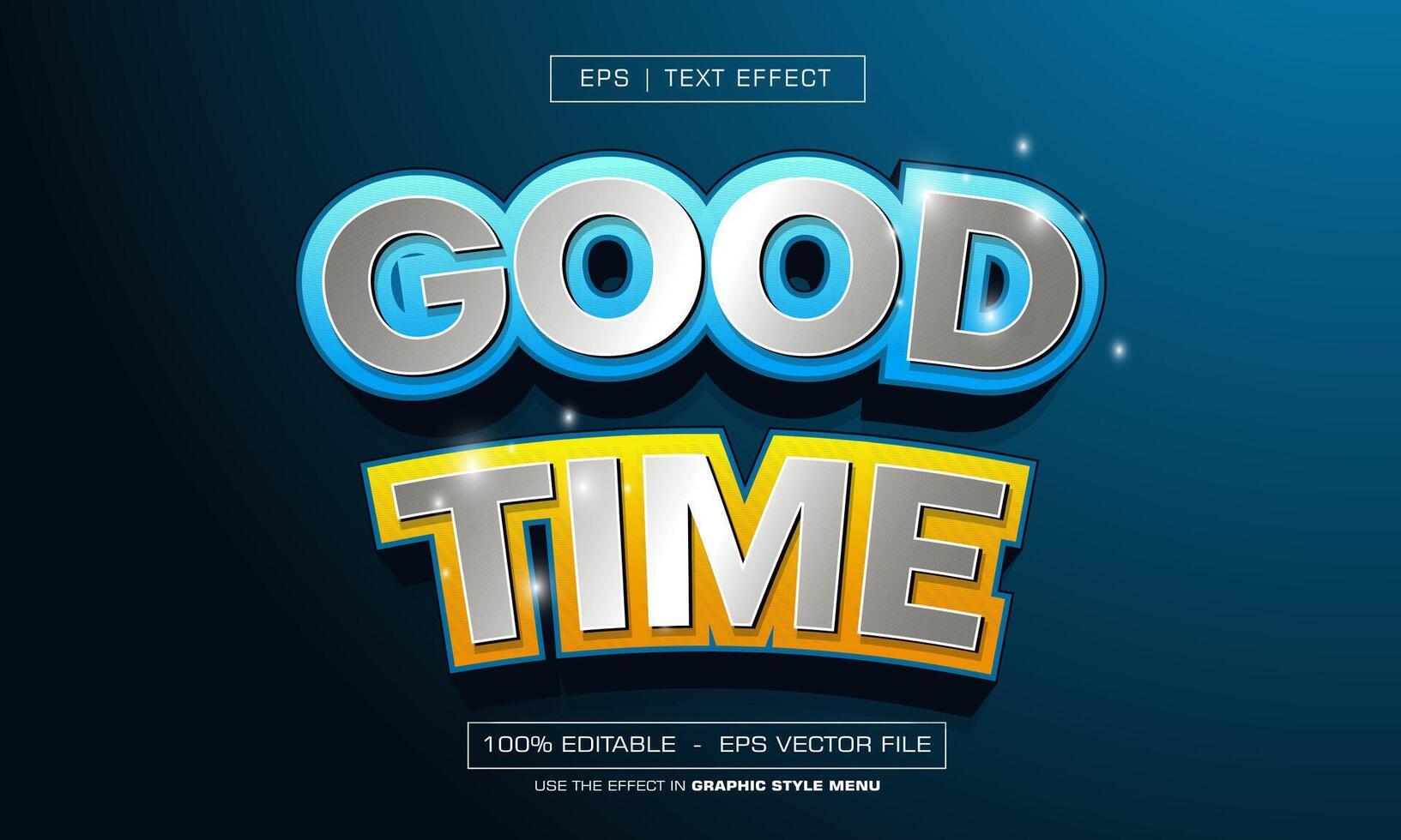 Good time 3d text effect with blue background vector
