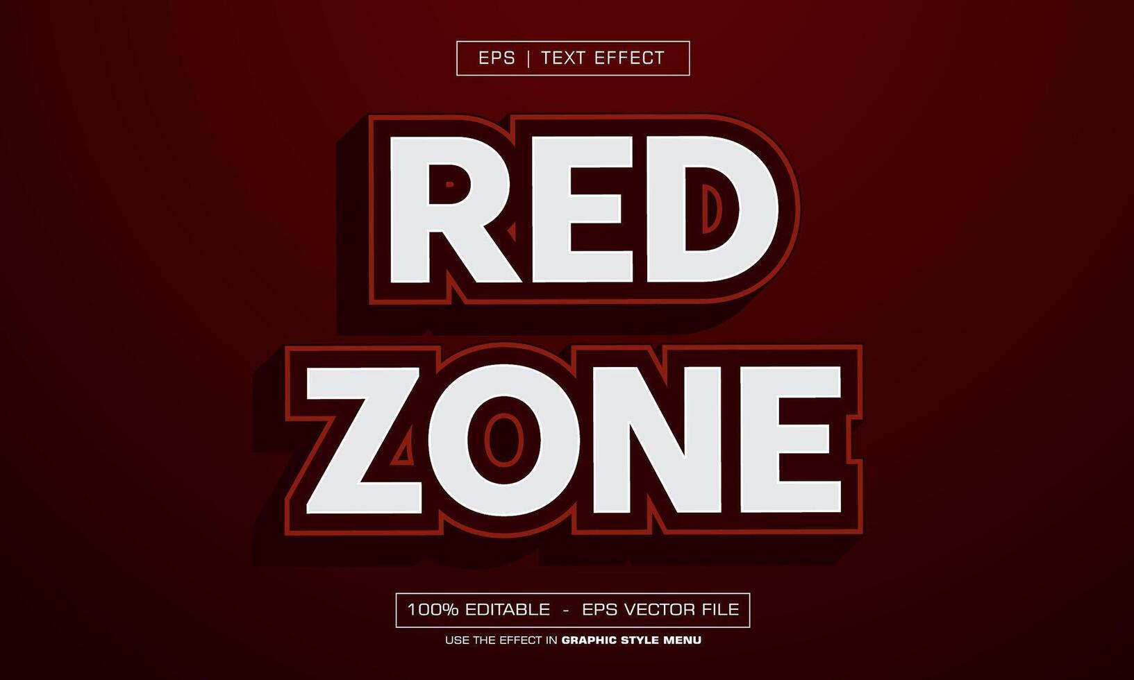 Red zone 3d text effect with reds style vector