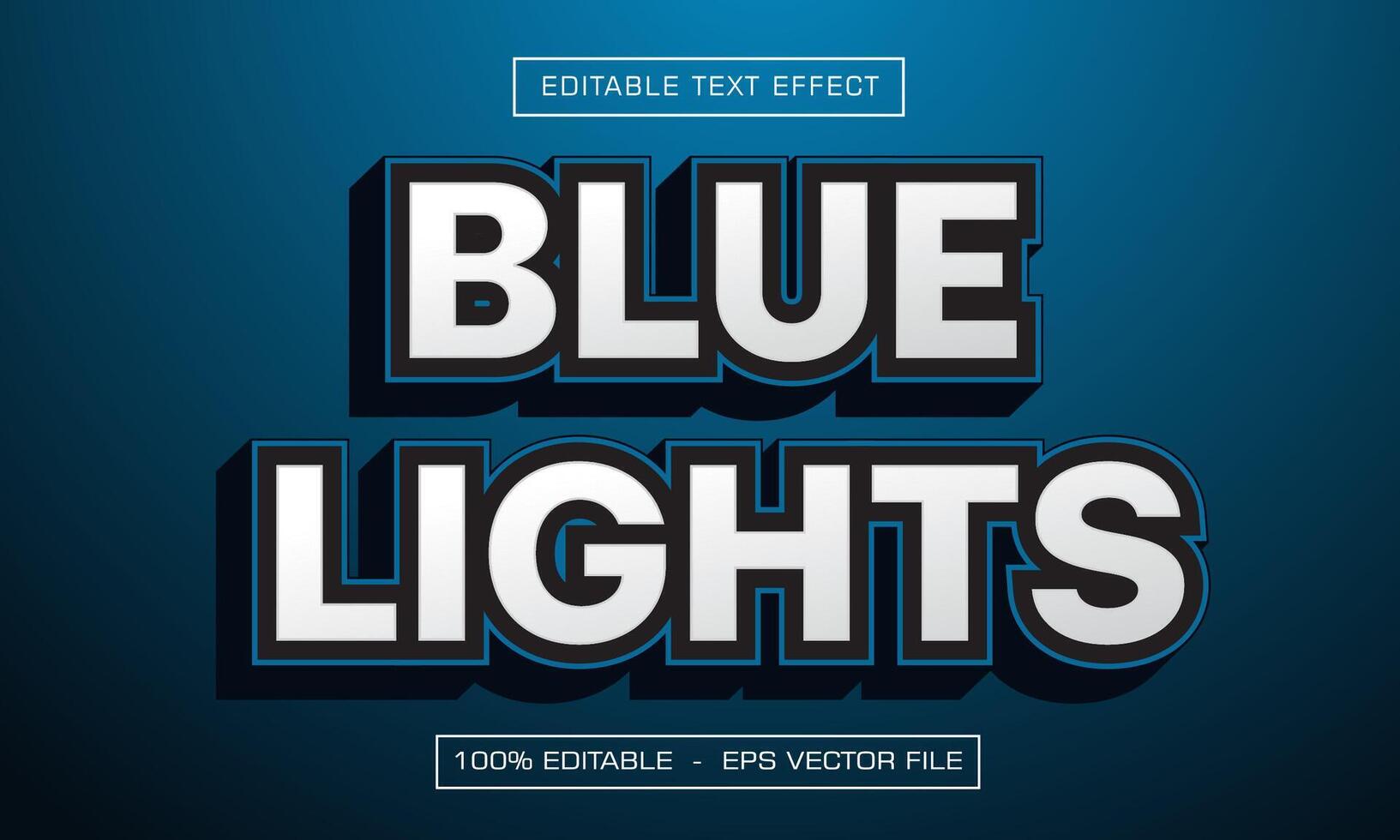 Blue lights 3d text effect with blues style vector
