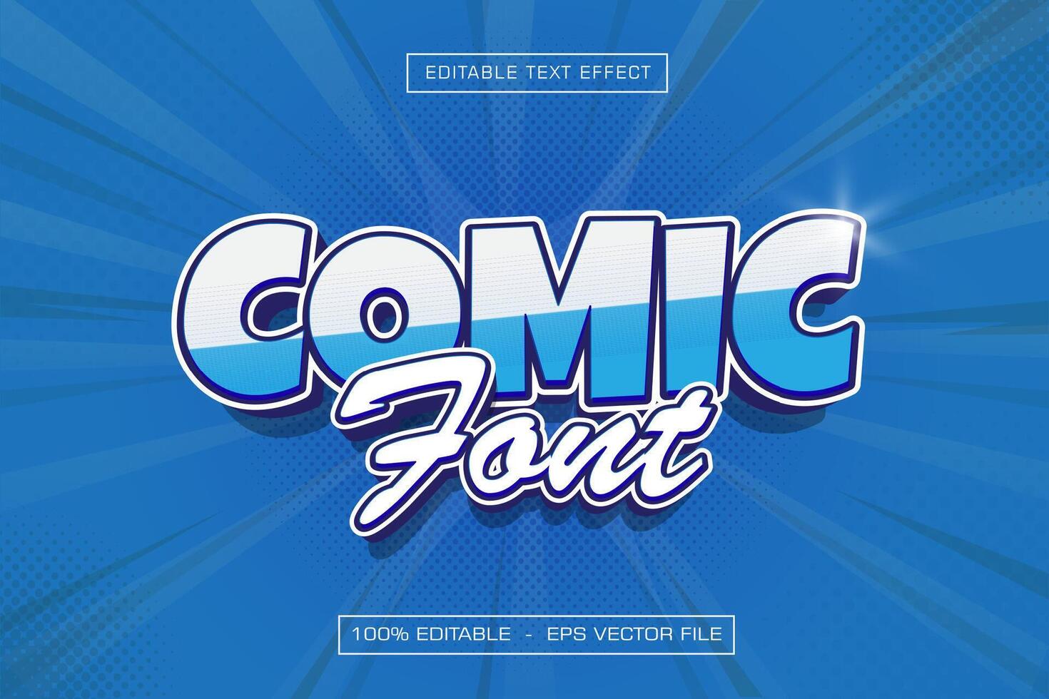 Comic font 3d text effect with blue style vector