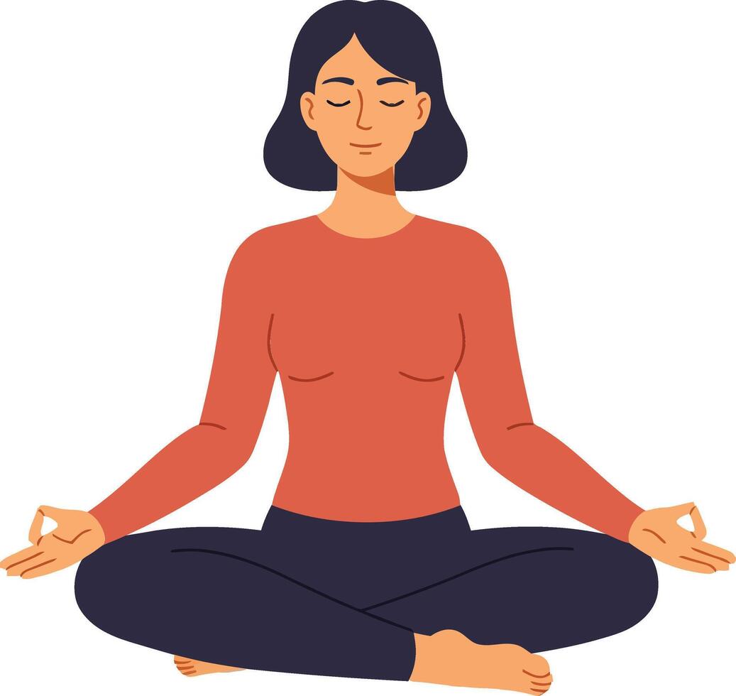 A woman practicing yoga in a serene pose with a peaceful expression in a minimal style art vector