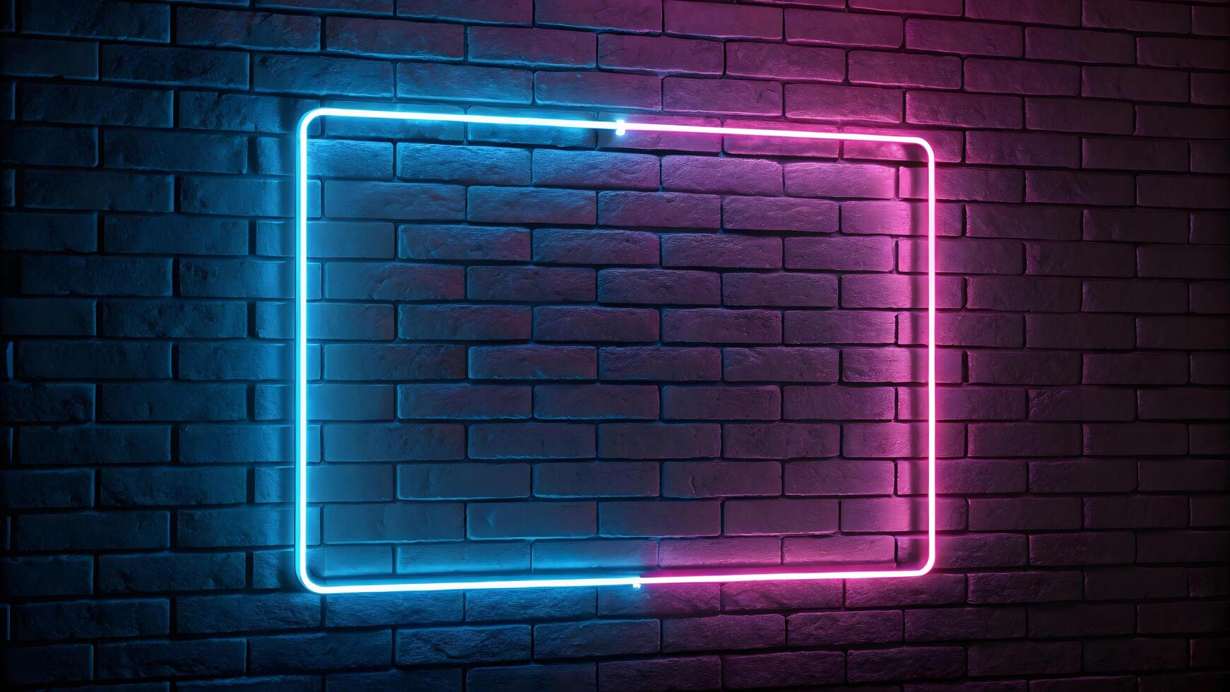 neon neon square frame on brick wall photo