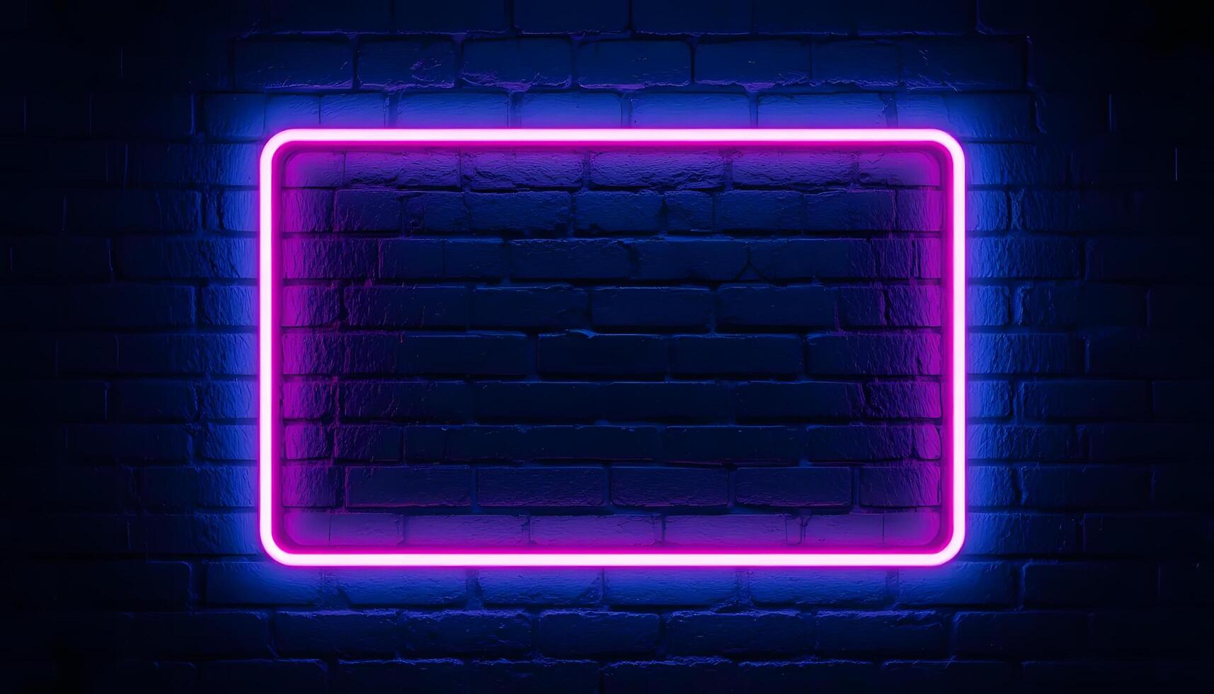 neon neon square frame on brick wall background photo