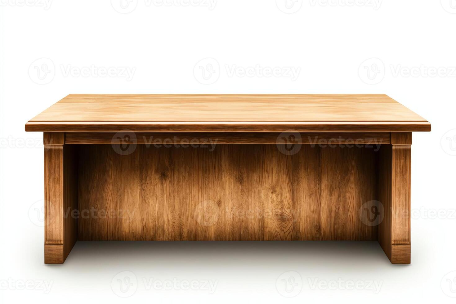 A polished wooden desk with a sleek design, ideal for modern office spaces or home workstations. Perfect for enhancing productivity and creating a professional atmosphere. photo