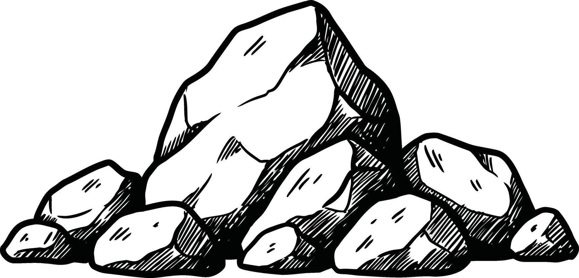 A detailed illustration of assorted rocks in a natural arrangement showcasing their textures in a minimalistic flat design style art vector